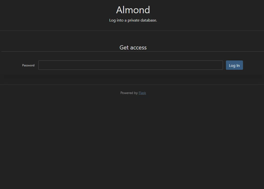 Almond log-in screen